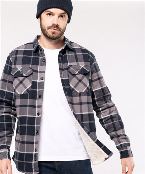 Sherpa-lined checked shirt jacket | KB579